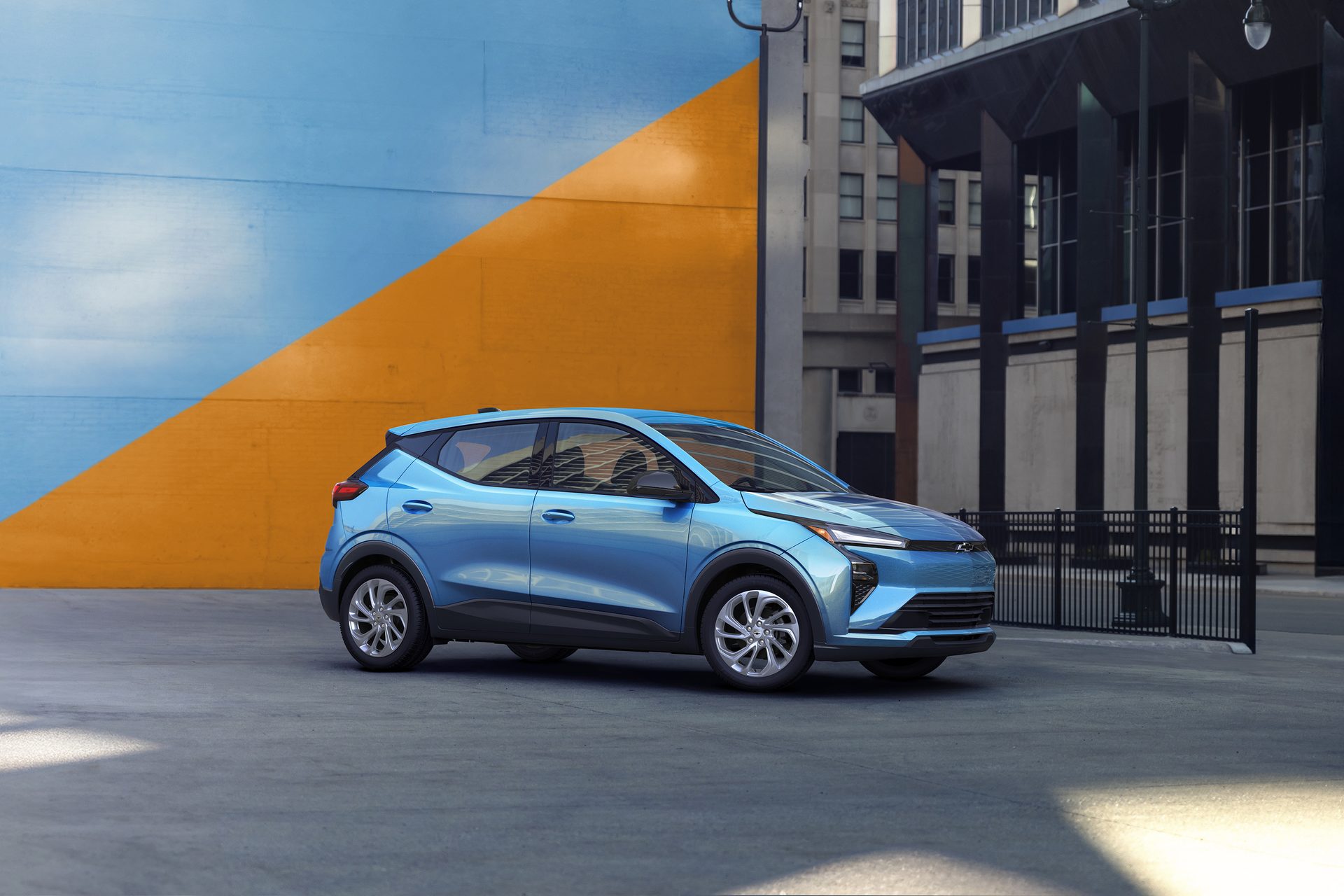 2027 Chevrolet Bolt LT in Marina Blue Metallic, side profile